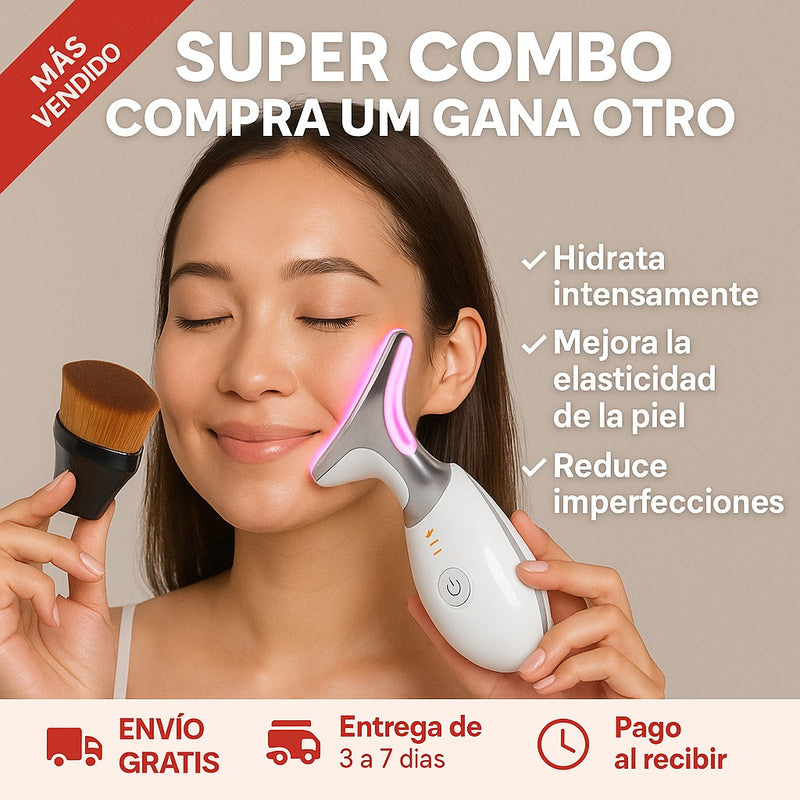 Masajeador facial + Brocha Maquillaje - Compra 1 y llévate 2