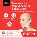 Masajeador Rejuvenecedor Facial 3‑en‑1 Con Teclogia EMS + fototerapia LED